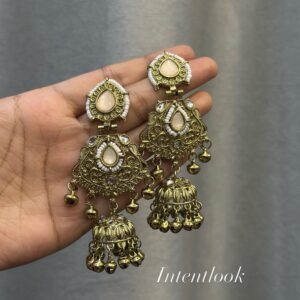Gold-plated Kashmiri Jhumka - Creamy White