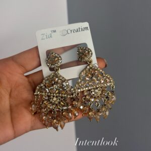 Gold-toned teardrop statement earring