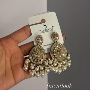 Gold-toned teardrop kundan