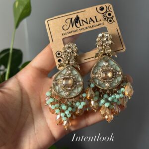 Gold-toned statement drop earring - Mint Green