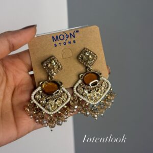 Gold-toned statement drop earrings
