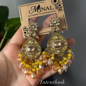 Gold-toned statement drop earring - Yellow