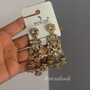 Dhwani gold-tone multi-tier crystal and pearl jhumka
