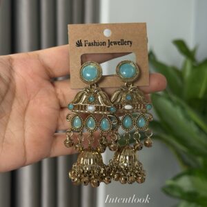 Gold-plated Kashmiri Jhumka - Sky