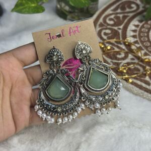 Oxidised silver-plated drop earring