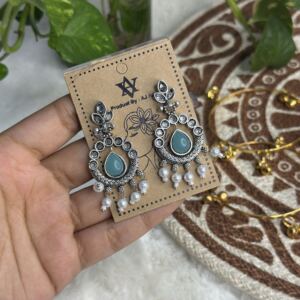 Oxidised silver-toned drop earrings