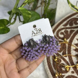 Oxidized Silver Beaded Earring