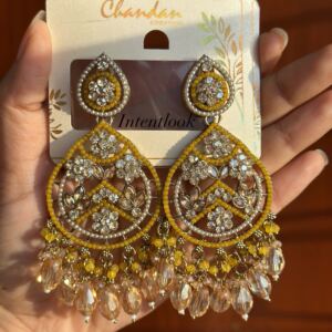 Golden shadow statement drop earrings